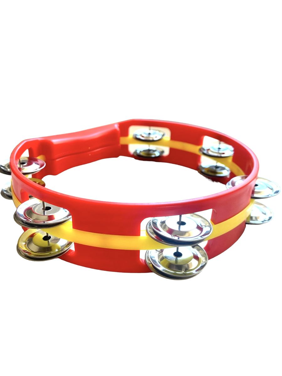 Red Vibrant Tambourines with Double Row Jingles