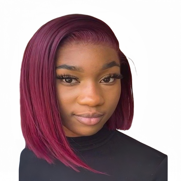 Marigold 12 inch Straight 99j Burgundy Wig -Human Hair with 13x4 Lace Front