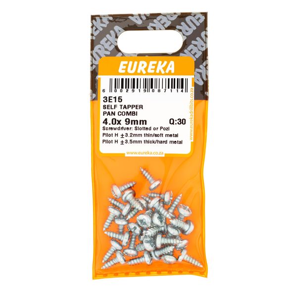 EUREKA Self-Tapper Pan head Combination 4 x 9mm Q:30 3E15