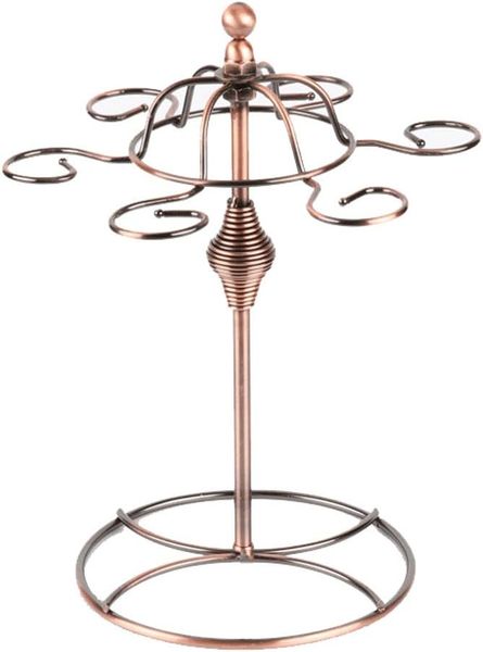 Wine Glass Rack - 6-Hook Stemware Hanging and Drying Rack - Bronze Finish