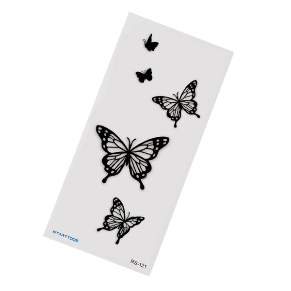 1-Piece Butterfly Temporary Tattoo Sticker Sheet - Black