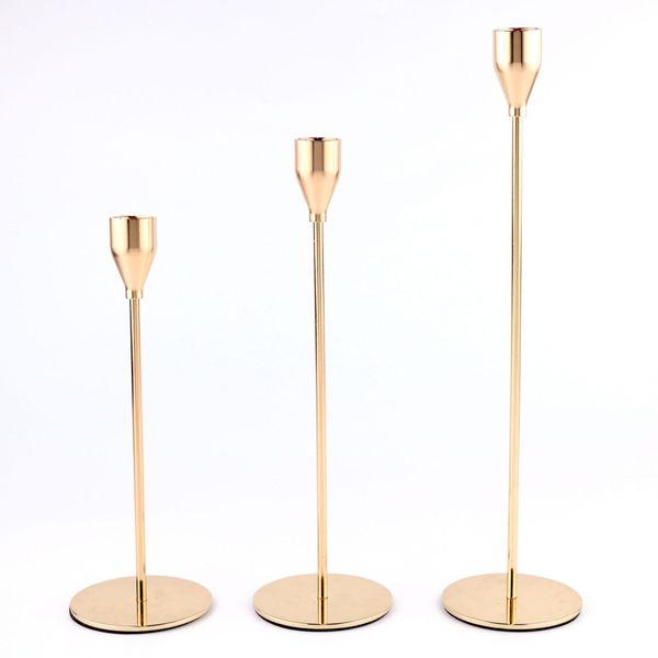 3 Pieces Gold And Black Candle Holder Set