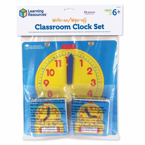Learning Resources Write &amp; Wipe Clocks - Classroom Set of 25
