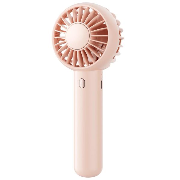 Handheld Fan, Mini Portable with Base: 3-Speed USB Rechargeable, Pink