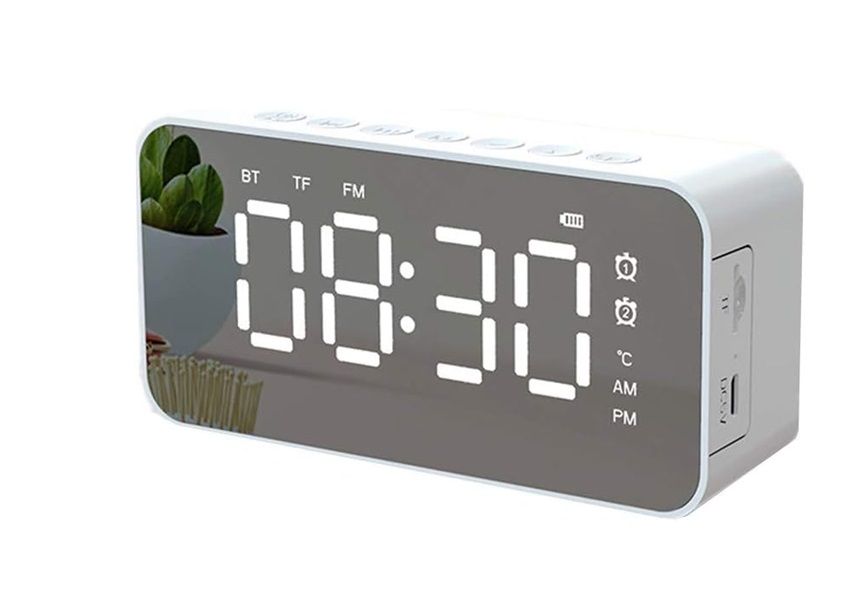 Bedside Alarm Clock Clocks with Bluetooth Speaker/Radio White Shop