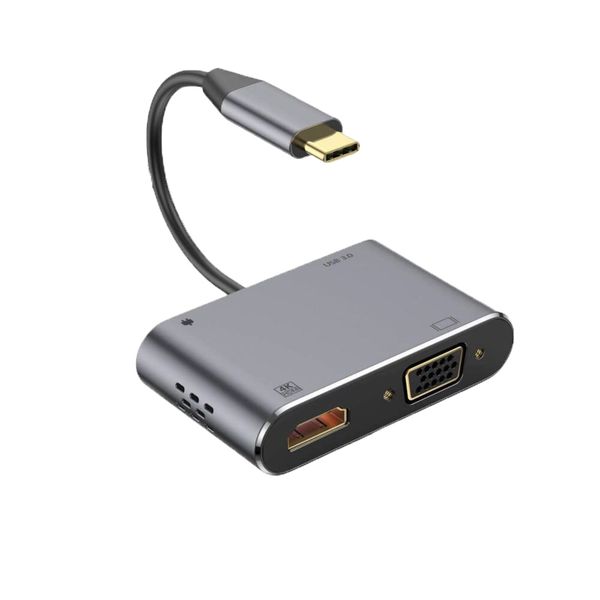 4-in-1 Type-C Hub Multi-Function Adapter HDMI/VGA/USB/3.0, PD 4K (F1508)