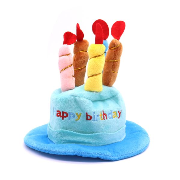 Pet Birthday Hat Toy - Aqua Blue Cake Design