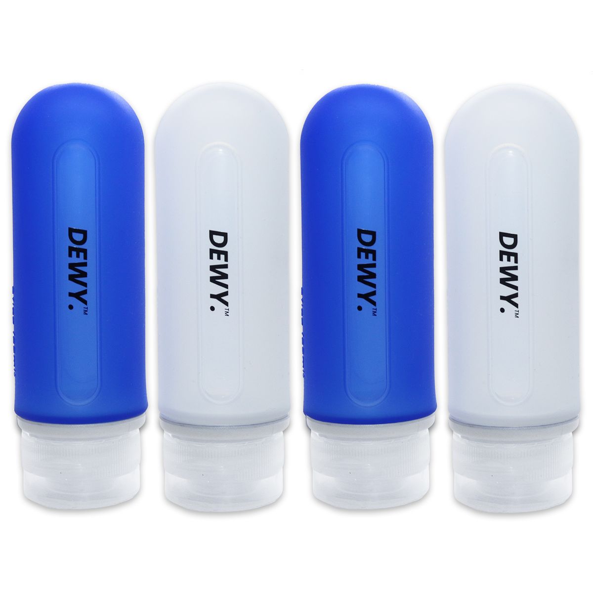 Dewy - Leakproof Silicone Travel Bottles for Toiletries (4 x 89ml, Blue)