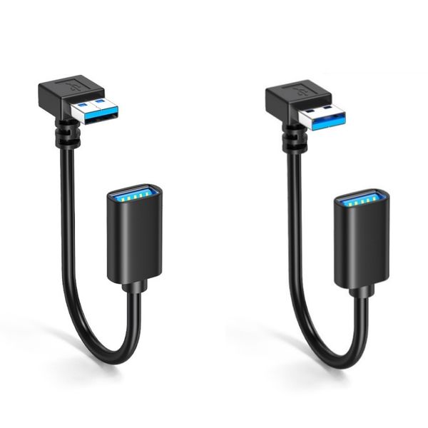 USB-A 90 Degree Adapter Extension Cable 30cm, USB 3.0, Up/Down Angle