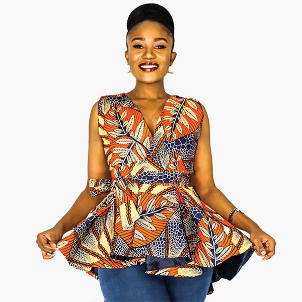 Ladies Brown Leaf Peplum Top