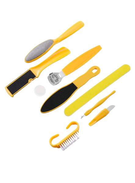 9 Piece Professional Pedicure Tool Set - Yellow