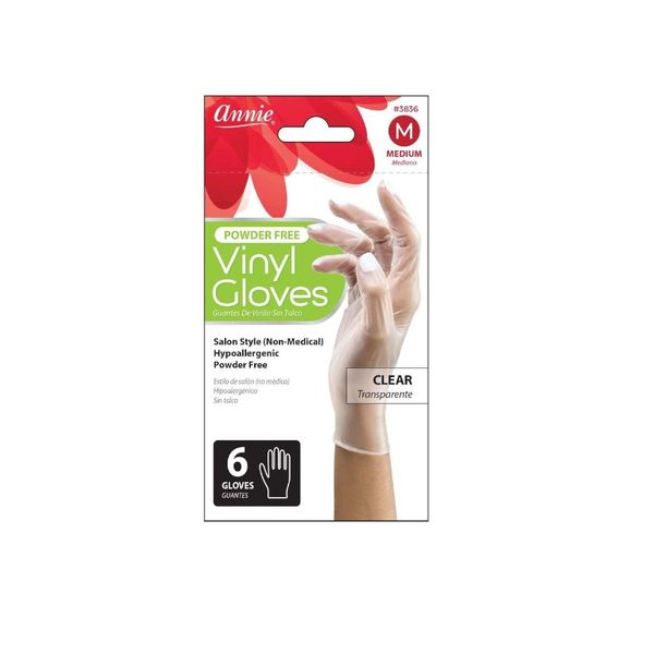 Annie - 6Pc Vinyl Gloves Powder Free (Medium) x 4