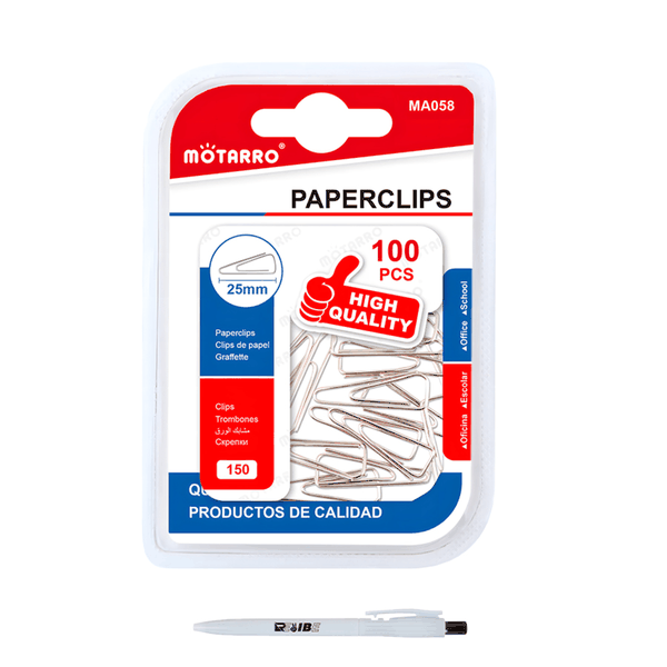 High Quality 100Pcs 25mm Multipurpose Sturdy Paperclips With ReVibe Pen