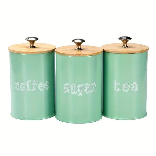 3 Piece Tea Sugar Coffee Canisters Storage