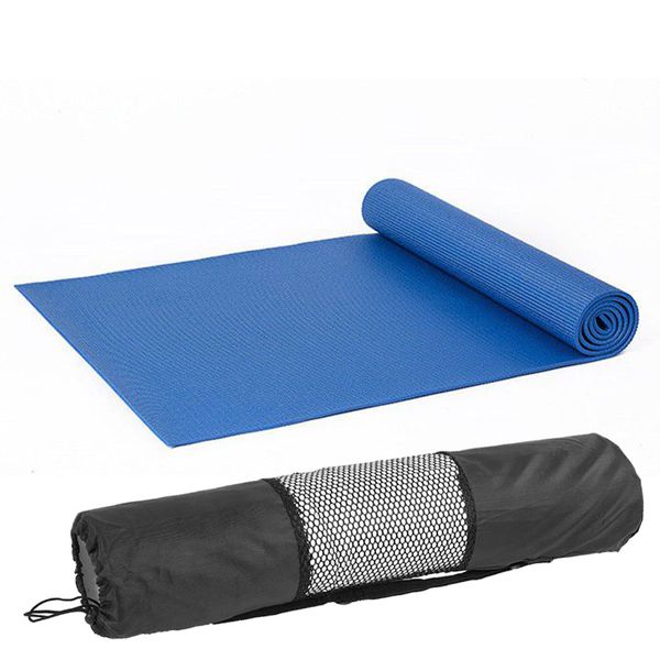 Yoga Mat &amp; Pilates Mat with Bag - 0.6mm Thick - Blue