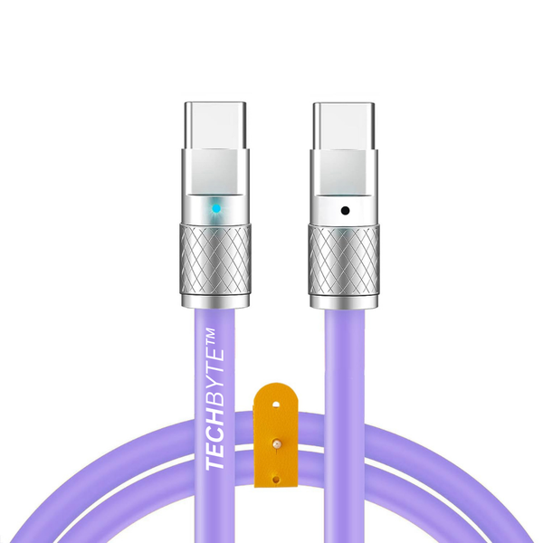 TechByte USB-C to USB-C Cable -Zinc Alloy Design -120W Rapid Charge- Purple