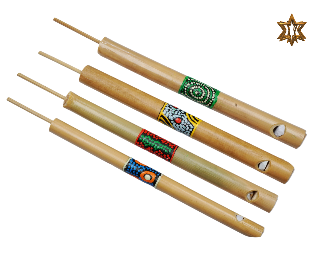20cm Dot Painted Bamboo Flute - 10pc