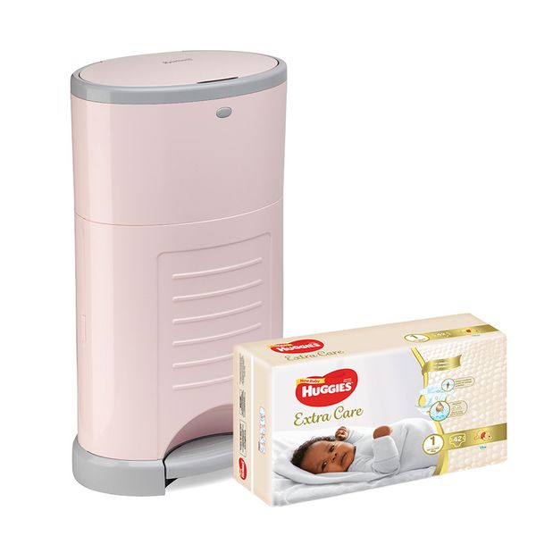 Korbell Bin - 16 Litre Bin - with Huggies Nappies - Pink