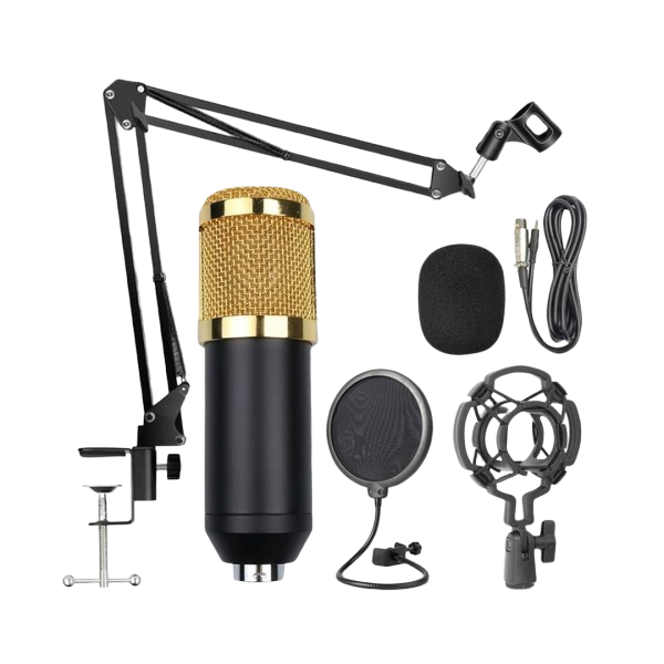 BM 800 Condenser Microphone Professional Mic Kit Gold