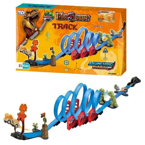 Dinosaur Track Adventure Race Set - Extreme Dino Stunts - 43 Piece
