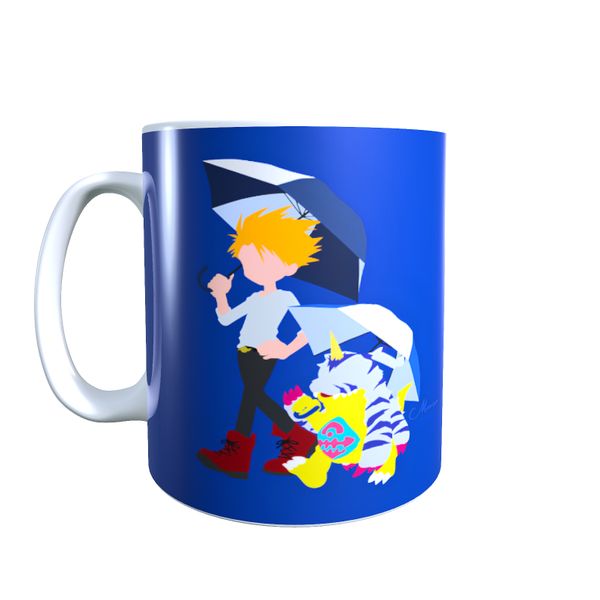 Matt &amp; Gabumon Raining - Digimon Themed Coffee Mug