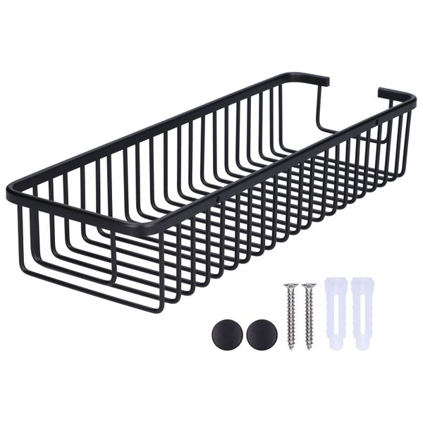 Black Aluminum Shower Shelf Basket 40cm Storage Organizer