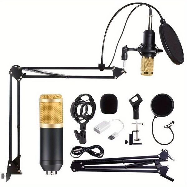 Professional Condenser Studio Microphone BM800 with Stand, Black