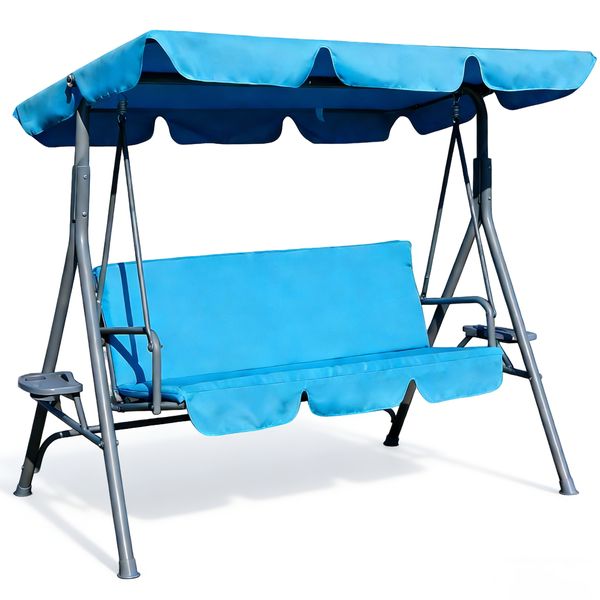 Canopy Swing Chair, Waterproof Outdoor Swing Cushioned Seat with Adjustable