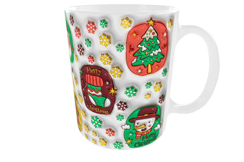 Festive Christmas Icon Mug 325ml Ceramic - Snowman, Tree, and Gingerbread
