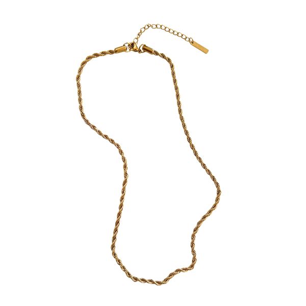 Jane Fields - 3mm Rope Chain Necklace - 16 inch - Gold