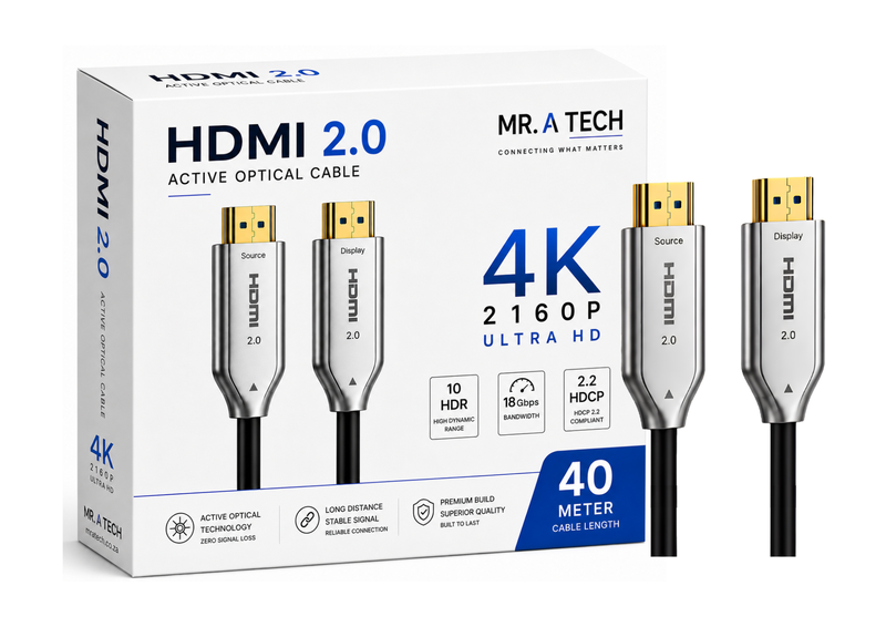 4K HDMI 2.0 Active Optical Fiber Cable - 40 Meter - 4K@60Hz - 18Gbps