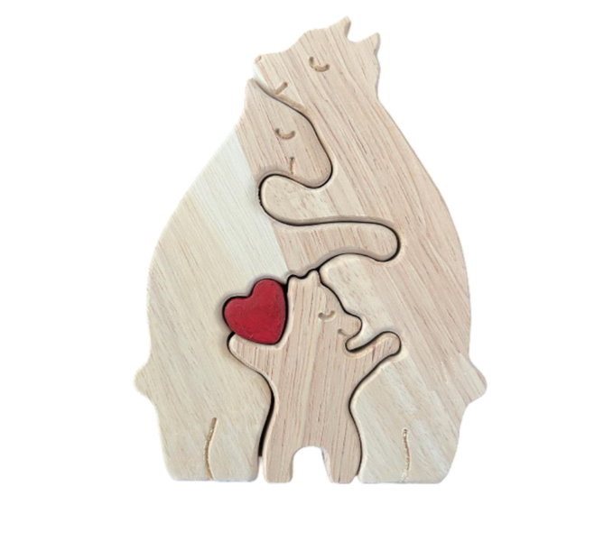 Wood Tabletop Bear Family Decorative Ornaments