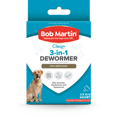 BOB MARTIN Clear+ 3-in-1 Dewormer Powder Large Dogs 2 x 15g Image