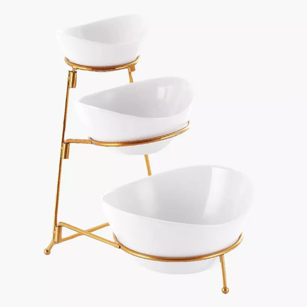 3-Tier Serving Bowl With Gold Stand