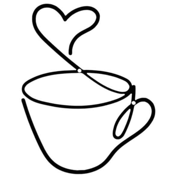 Heart Steam Coffee Cup Wall Art Stencil Black