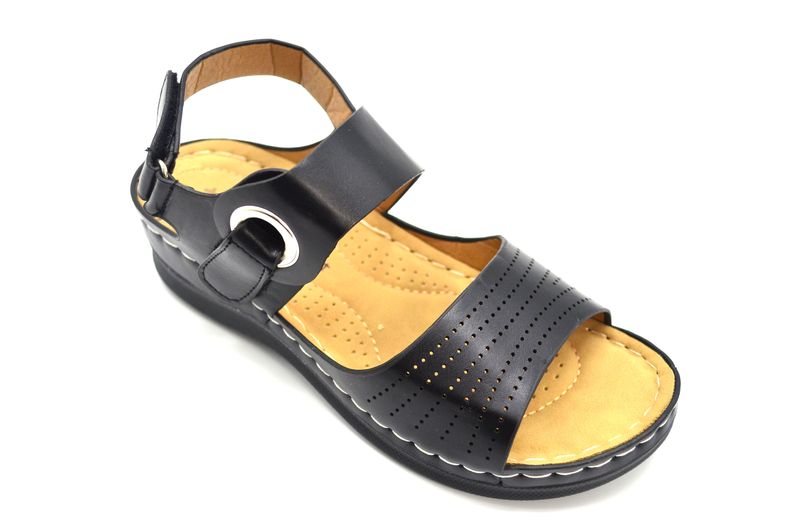 TTP Ladies Ankle Buckle Strap Sandal with Cut Out Detail