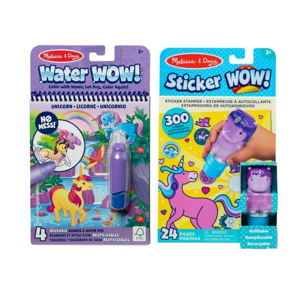 Melissa &amp; Doug Unicorn Magical Playtime Duo: Water Wow! &amp; Sticker WOW!