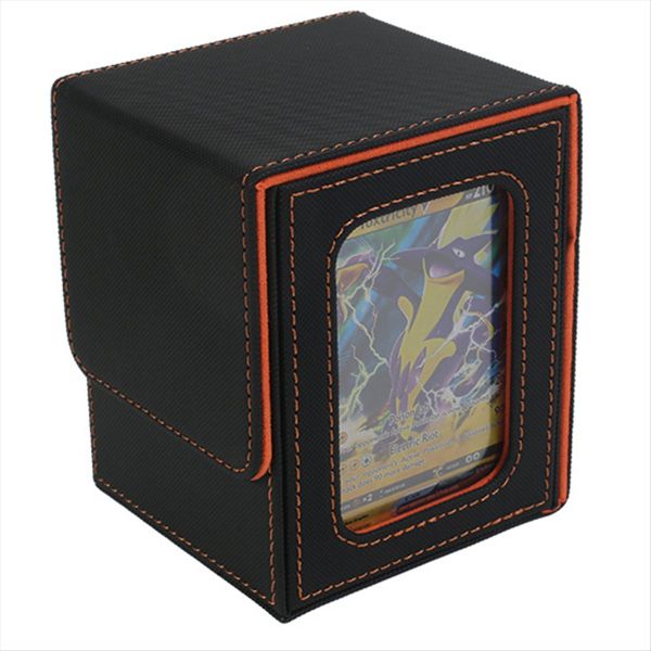 100+ Game Card Box Card Storage Box Plaid-Black &amp; Orange
