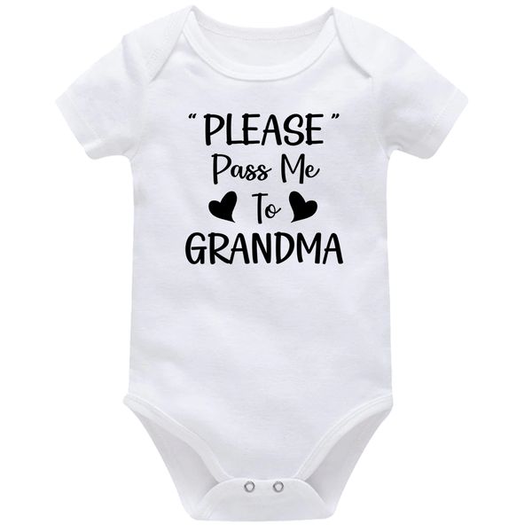 Please Pass Me To Grandma Baby Vest Bodysuit Onesie Short Sleeve