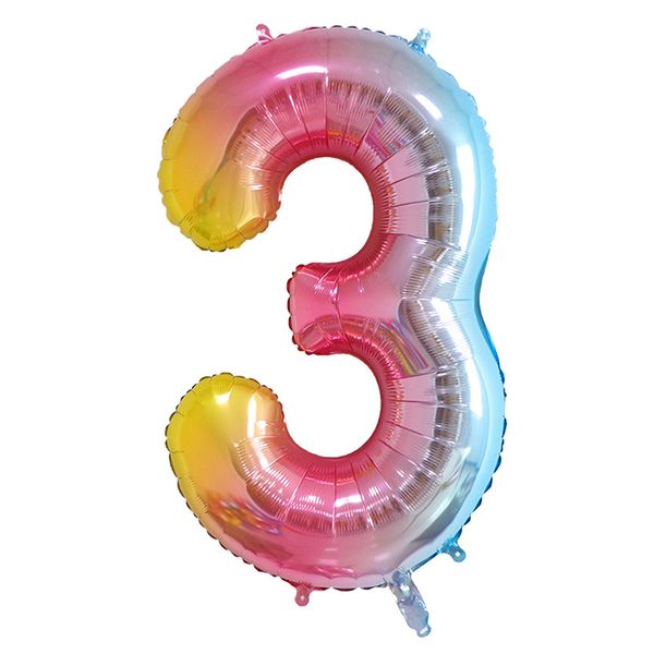 iKids 40 inch Large Rainbow Birthday Balloon Number 3