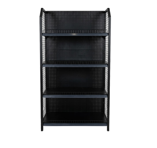 4-Tier Heavy Duty Retail Gondola Shelving Unit with Pegboard &amp; Mesh Sides