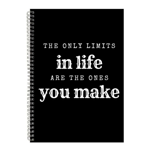 Limits A4 Notebook Spiral Lined Motivational Saying Graphic Notepad Gift229