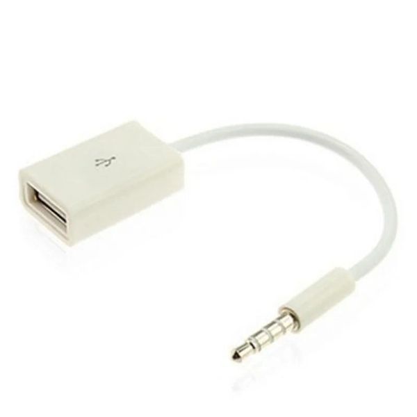 USB 2.0 to 3.5mm AUX Cable 14.5cm White Compatible with Car MP3 Player