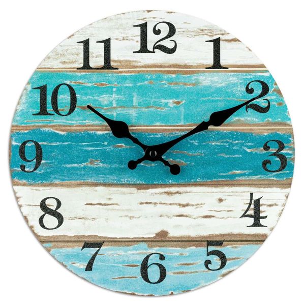 Beach Blue Wall Clocks Battery Operated,for Home 10 Inch