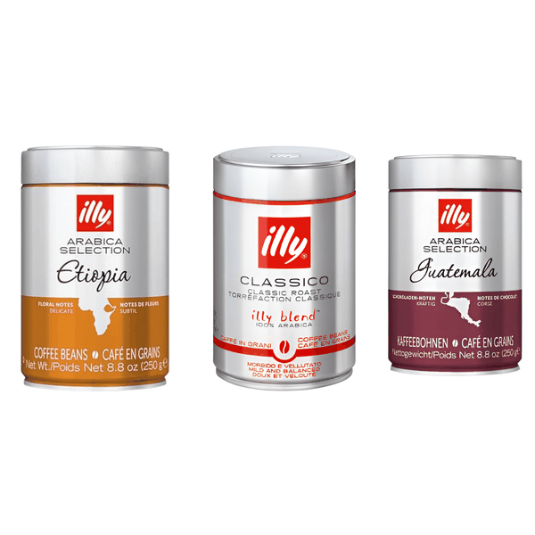 illy Coffee Bean Combo Guatemala, Classico &amp; Ethiopia 100% Arabica 3 × 250g
