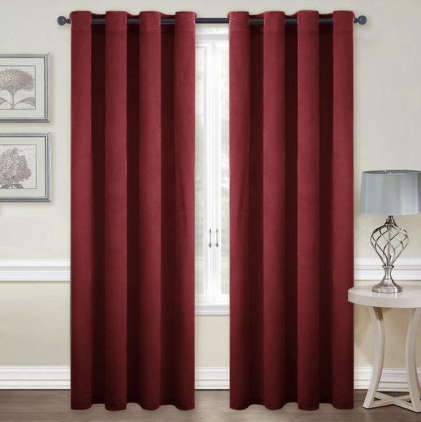Readymade 100% Black-out Curtain Velvet -Red - Wine - Eyelet