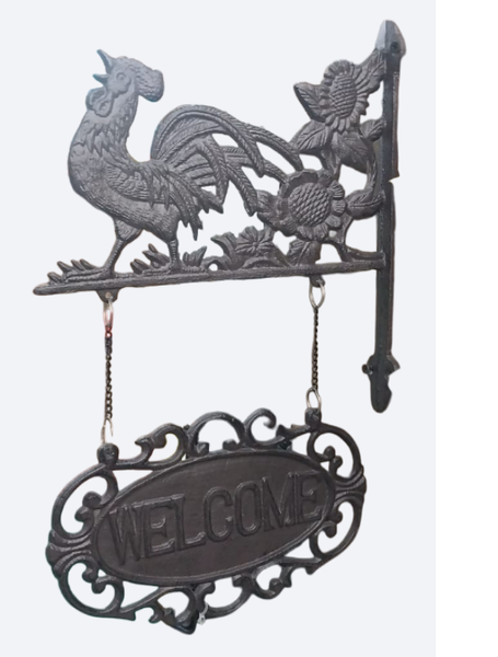 Rustic Rooster Welcome Sign Cast Iron Wall Rooster Sunflower Farm