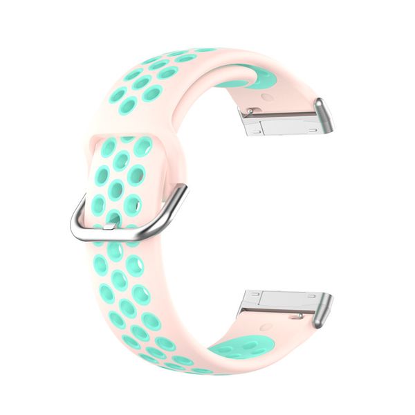 Silicone Sports Strap for Fitbit Versa 3 / Versa 4 -Pink &amp; Teal