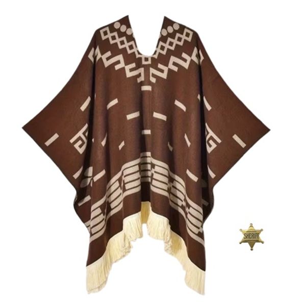 Men's Western Style Ethnic Autumn Winter Shawl Blanket Poncho