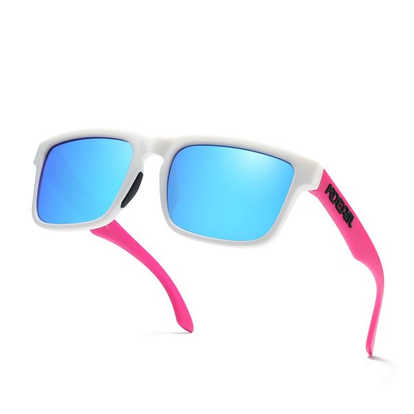 KDEAM Ice Blue Lens Pink Frame Polarized Sunglasses - C50